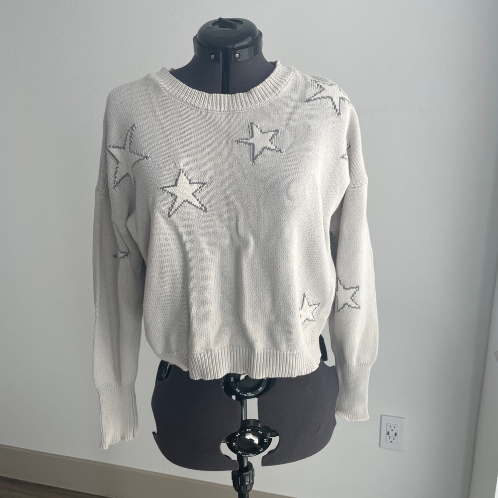 Star Embroidered Cream Sweater